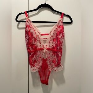 Victoria’s Secret Red Lacy Lingerie Bodysuit Size S
